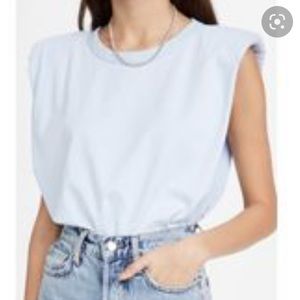 Blue endless rose padded shoulder muscle tee m